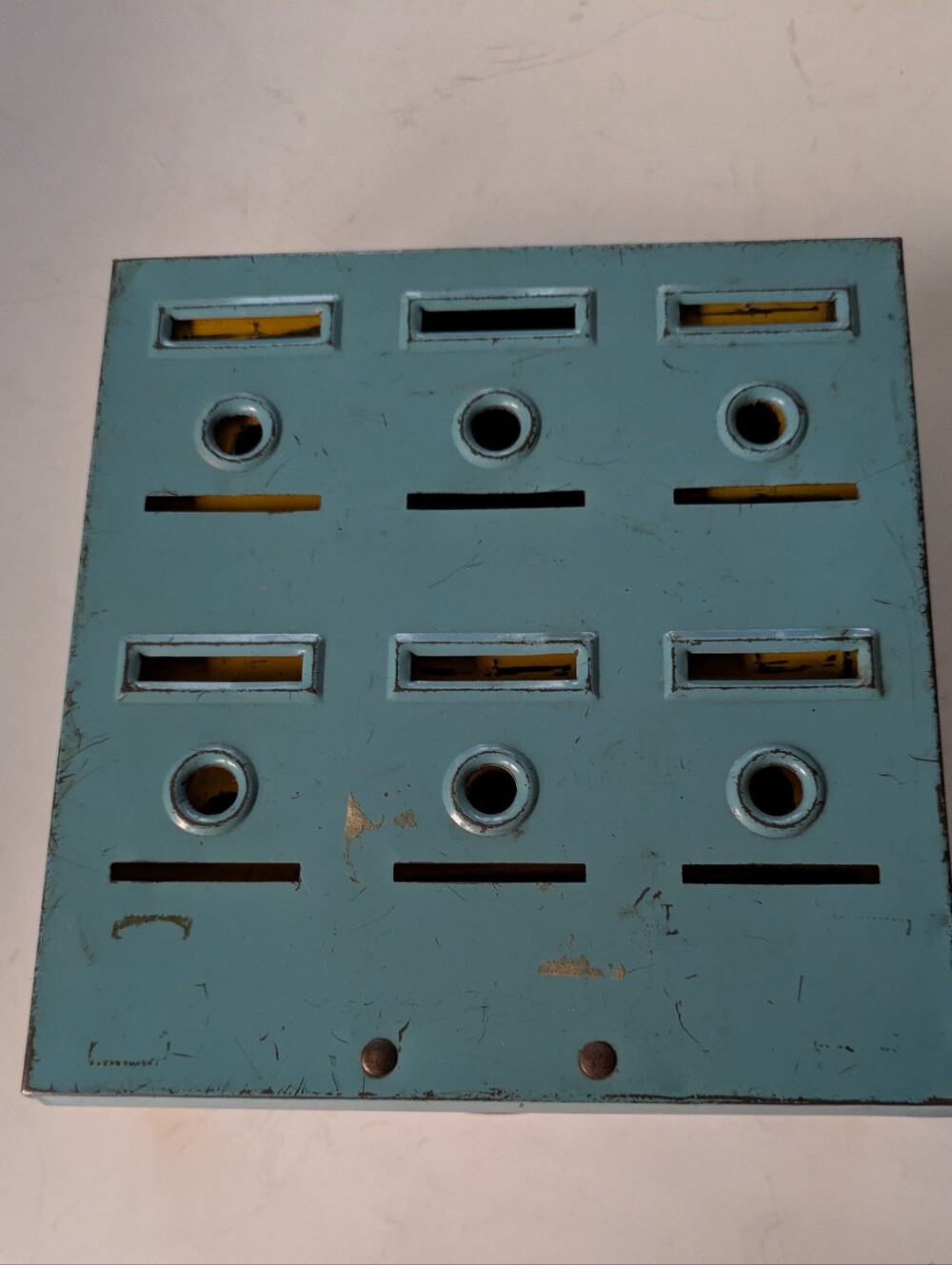 Bank Tudor Metal Products Home Budget Bank 6x6 Historical Depression Vtg 1930s